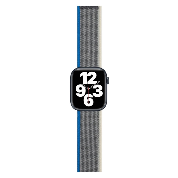 фото Ремешок для apple watch s3-s8/se/ultra, нейлон, 42/44/45/49mm blue/grey (ут000033398) red line