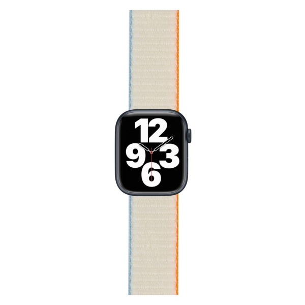 фото Ремешок для apple watch s3-s8/se №67, нейлон, 38-40mm milky white (ут000032890) red line