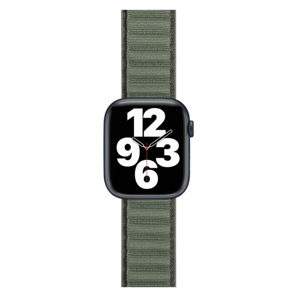 фото Ремешок для apple watch s3-s8/se/ultra, волнистый, нейлон, 42/44/45/49mm olive (ут000033390) red line