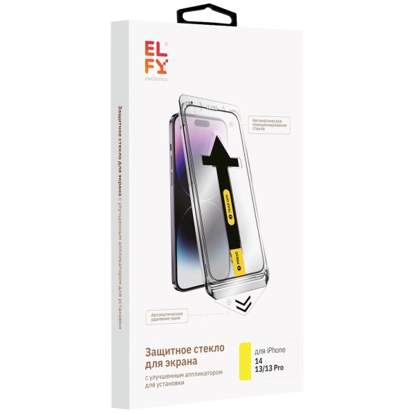 фото Защитное стекло для iphone 14/13/13 pro (ewe-tg-ip13prg-bl-m) elfy