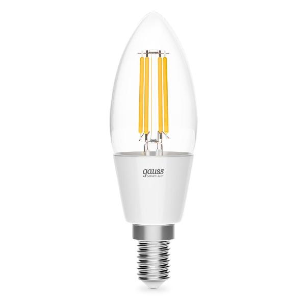 фото Умная лампа smarthome filament с35 4,5w 495лм e14 ссt dim (1250112) gauss