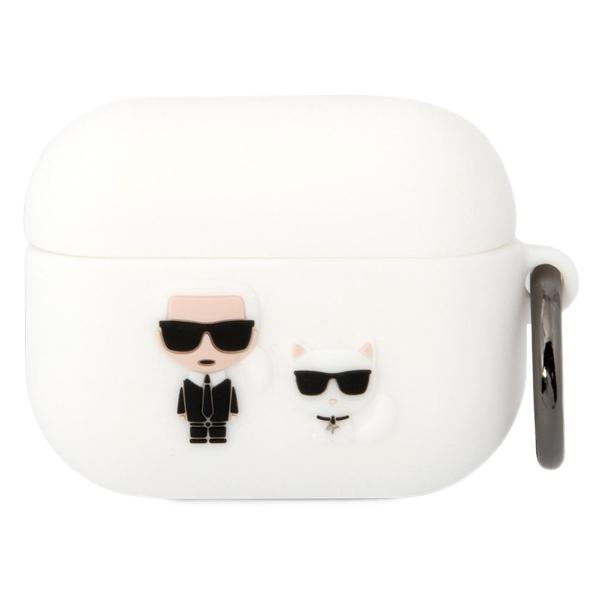 фото Чехол для airpods pro, с карабином, silicone, белый (klacapsilkcw) karl-lagerfeld