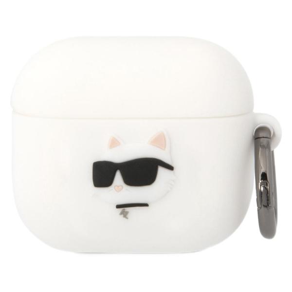 фото Чехол для airpods 3, с карабином, silicone, белый (kla3runchh) karl lagerfeld