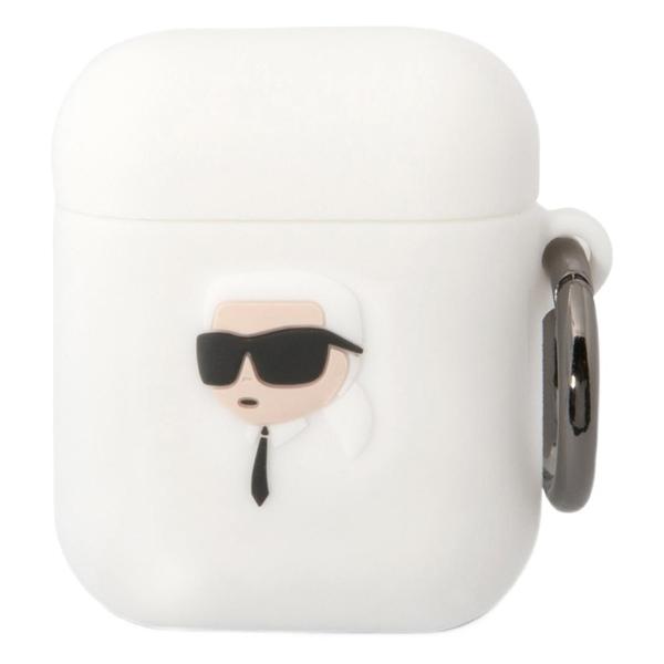 фото Чехол для apple airpods 1/2, с карабином, silicone, белый (kla2runikh) karl-lagerfeld