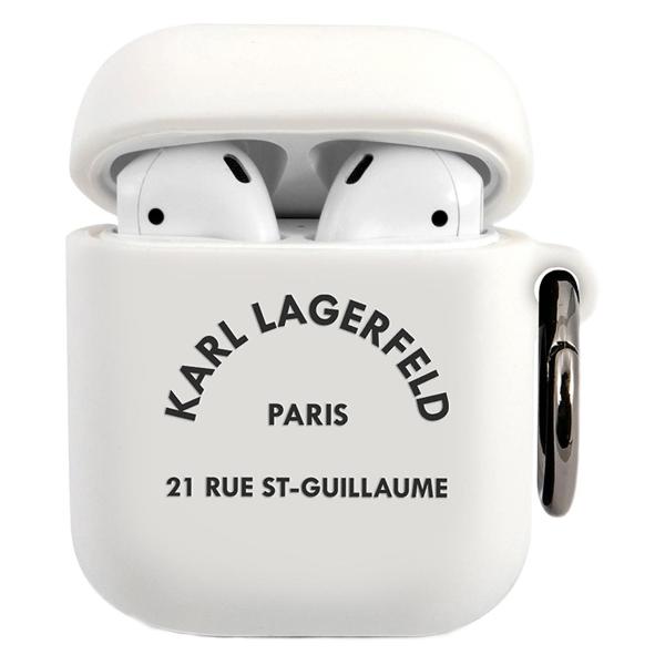 фото Чехол silicone для apple airpods 1/2, с карабином, белый (klaca2silrsgwh) karl-lagerfeld