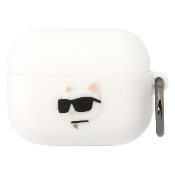 фото Чехол для airpods pro, с карабином, silicone, белый (klaprunchh) karl-lagerfeld