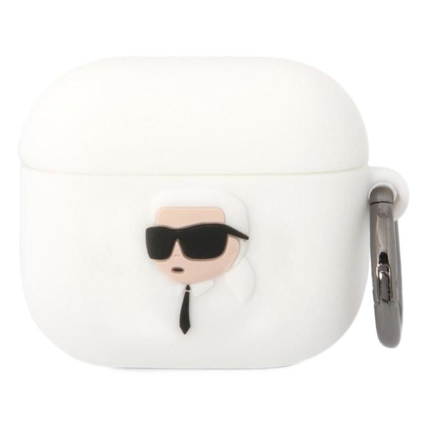 фото Чехол для airpods 3, с карабином, silicone, белый (kla3runikh) karl-lagerfeld