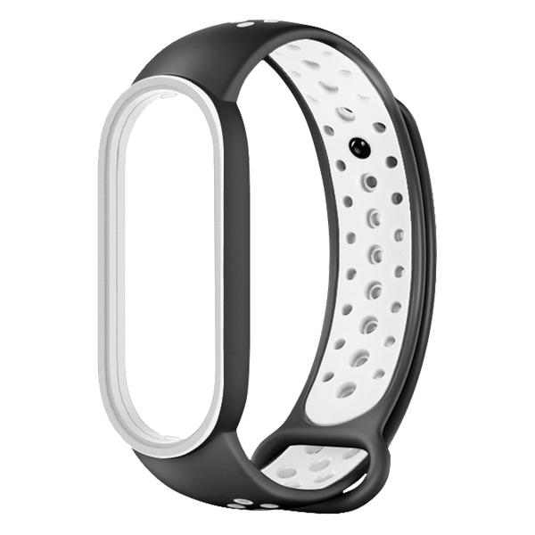 фото Ремешок для mi band 7, черный/белый (ут000033302) red line