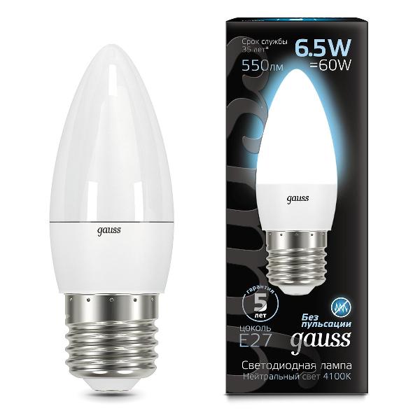 фото Светодиодная лампа led candle e27 6.5w 4100к (103102207) gauss