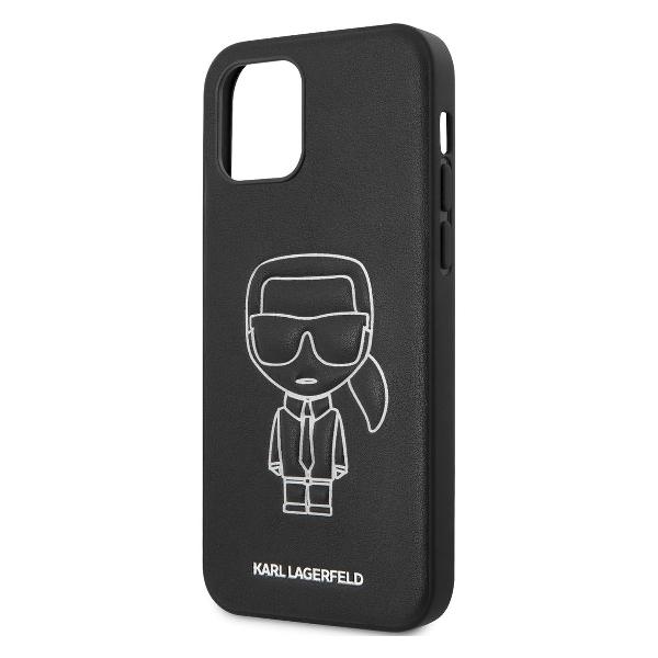 фото Чехол pu ikonik outlines для iphone 12/12 pro, черный (klhcp12mpcuikwh) karl-lagerfeld