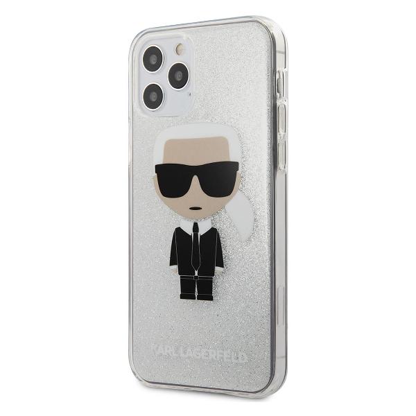 фото Чехол pc/tpu ikonik karl для iphone 12/12 pro, серебристый (klhcp12mpcutriksl) karl-lagerfeld