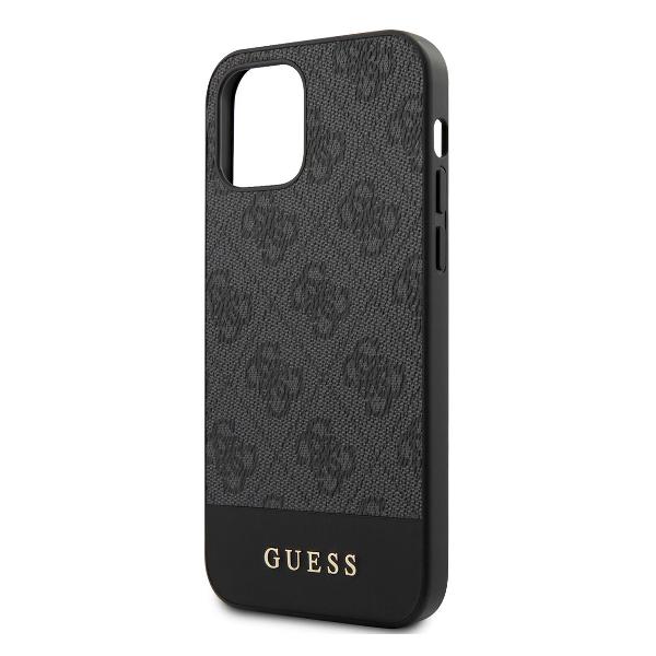 фото Чехол pu leather 4g для iphone 12/12 pro, серый (guhcp12mg4glgr) guess