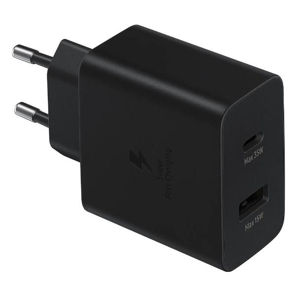 фото Сетевое зарядное устройство usb-c + usb-a, 35 вт black (ep-ta220nbeg) samsung