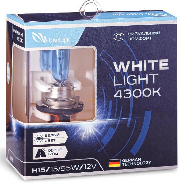 фото Лампа автомобильная галогенная h15 whightlight, 2 шт (mlh15wl) clearlight