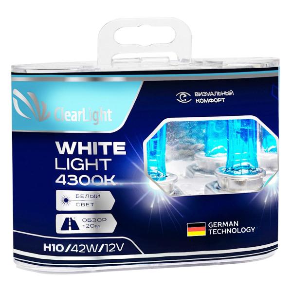 фото Лампа автомобильная галогенная h10 whitelight, 2 шт (mlh10wl) clearlight