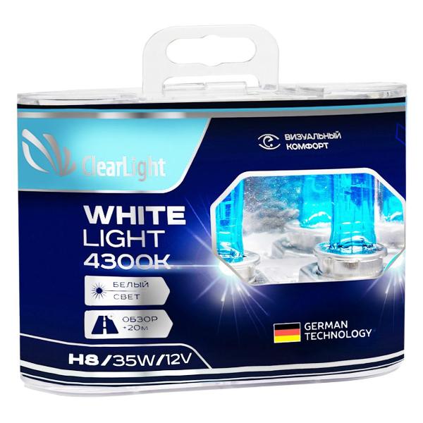 фото Лампа автомобильная галогенная h8 whitelight, 2 шт (mlh8wl) clearlight