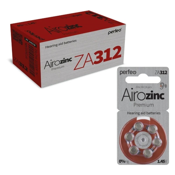 фото Батарейки для слуховых аппаратов airozinc premium za312, 60 шт (pf_a4278) perfeo