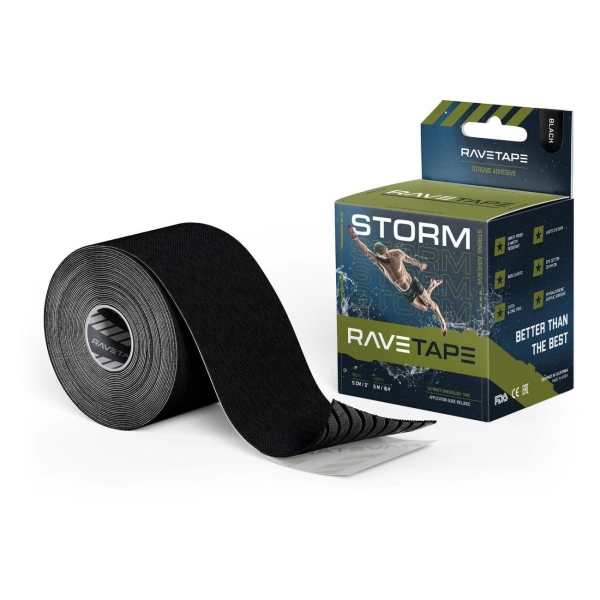 фото Кинезио тейп storm, 5 см x 5 м black (rvts-blk-55) ravetape