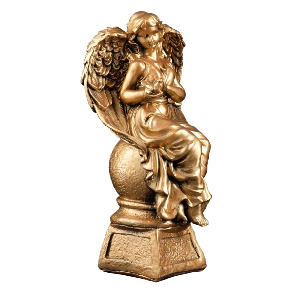 фото Декоративная фигура "ангел девушка с птицей", 19х19х43 см, бронза (965876) хорошие сувениры