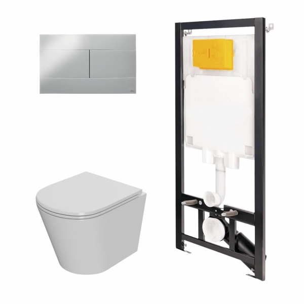 фото Комплект унитаза с инсталляцией виктория, сиденье микролифт + oli 80 eco + клавиша slim, хром (886914sioo+pn41061) point