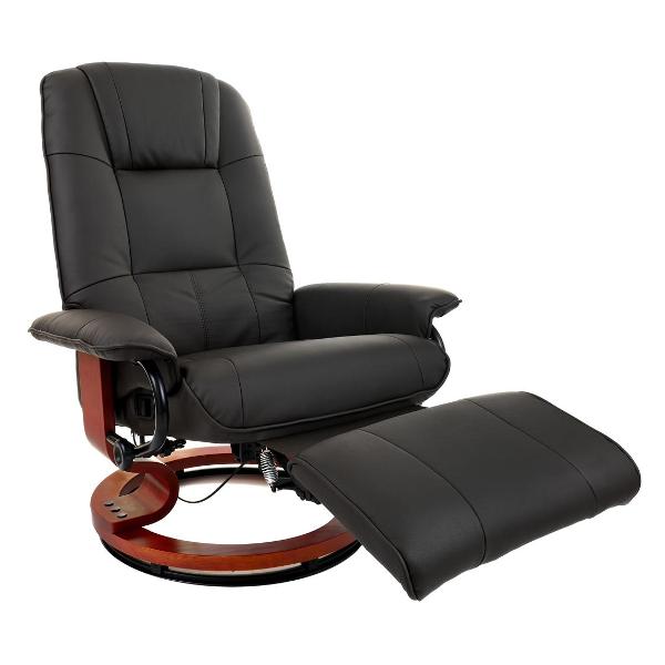 фото Массажное кресло с подъемным пуфом и подогревом, черное (2161) calviano