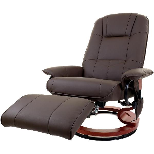фото Массажное кресло с подъемным пуфом и подогревом, коричневое (2159) calviano