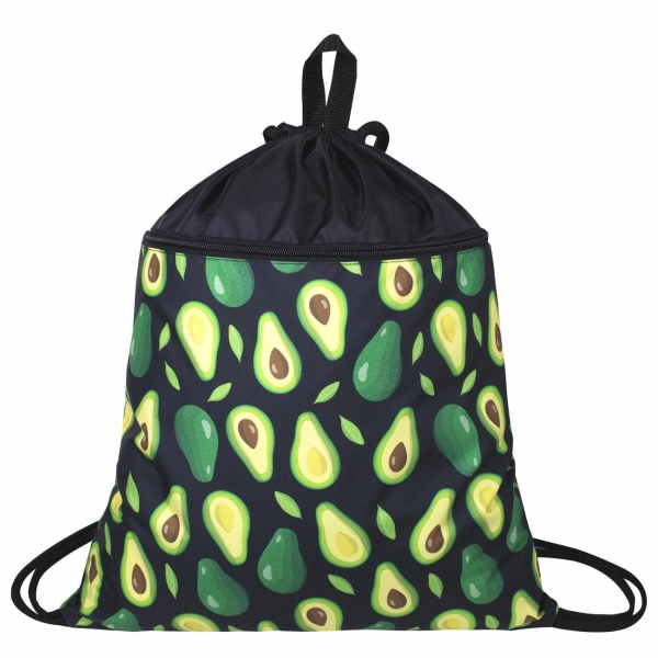 фото Мешок для обуви avocado, большой, с ручкой, карман на молнии, сетка, 49х41 см (271058) brauberg