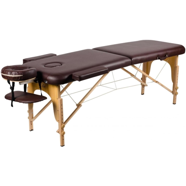 фото Массажный стол складной, 2-х секционный, деревянный, 60 см, коричневый atlas sport