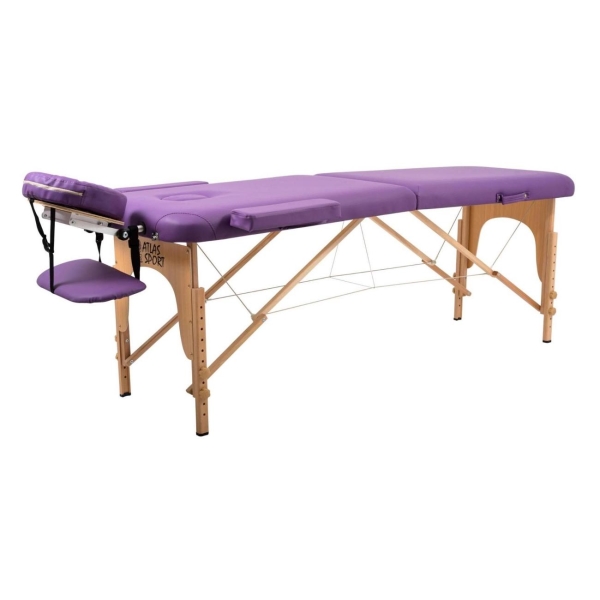 фото Массажный стол складной, 2-х секционный, деревянный, 60 см, фиолетовый (2d-60185/4) atlas sport