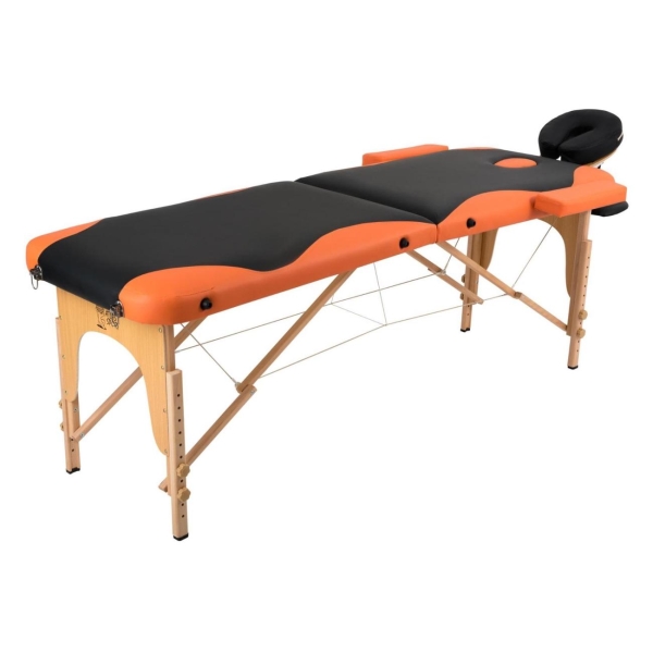 фото Массажный стол складной, 2-х секционный, деревянный, 60 см, оранжевый atlas sport