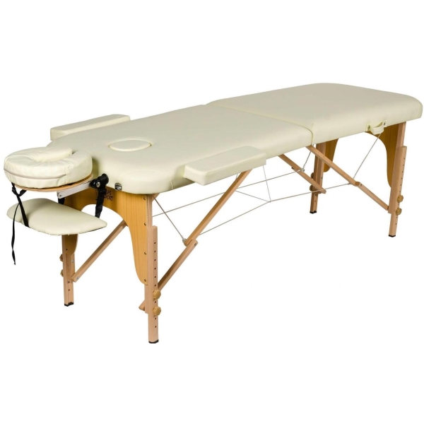 фото Массажный стол 2-х секционный, деревянный, 70 см, бежевый atlas sport