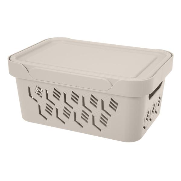 фото Ящик для хранения deluxe, 270х190х120 мм, 4,6 л, светло-бежевый (32055-01) econova
