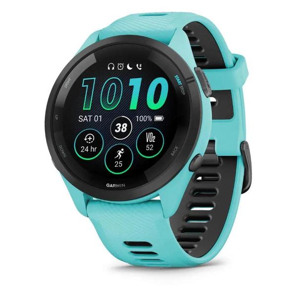 фото Смарт-часы forerunner 265 black bezel with aqua case and aqua/black silicone band (010-02810-02) garmin