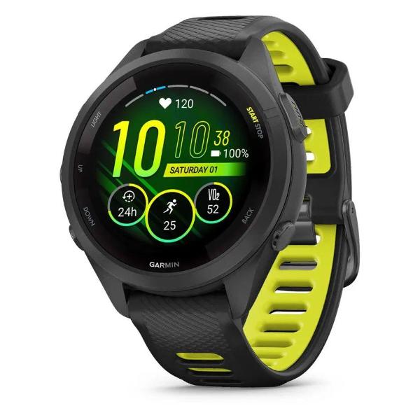 фото Смарт-часы forerunner 265s black bezel and case with black/amp yellow silicone band (010-02810-03) garmin