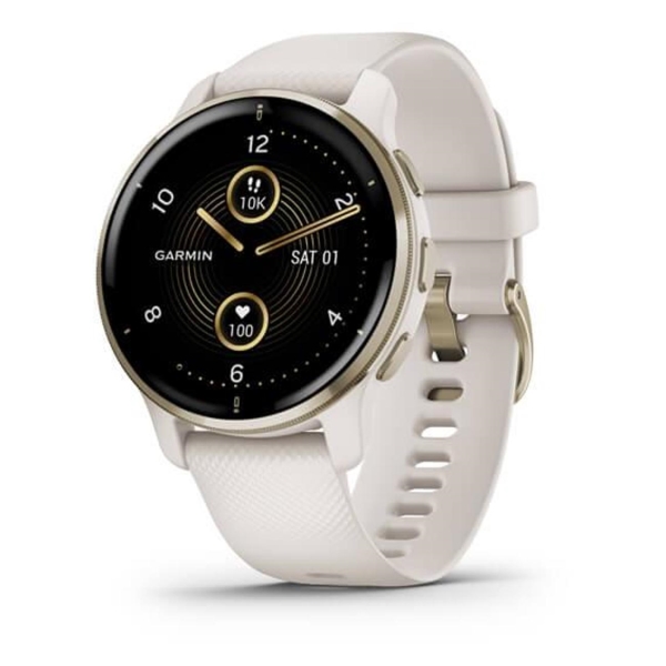 фото Смарт-часы venu 2 plus cream gold stainless steel bezel with ivory case and silicone band (010-02496-02) garmin