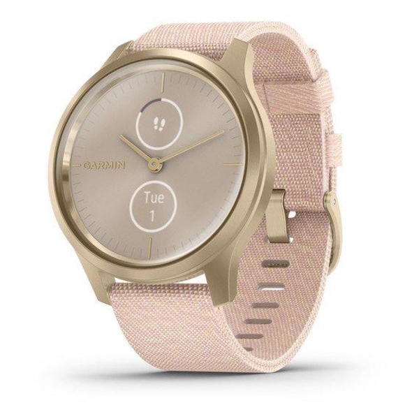 фото Смарт-часы vivomove style light gold aluminum case with blush pink woven nylon band (010-02240-02) garmin