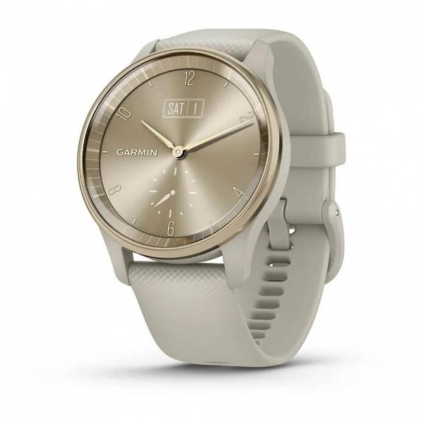 фото Смарт-часы vivomove trend cream gold stainless steel bezel with french gray case and silicone band (010-02665-02) garmin