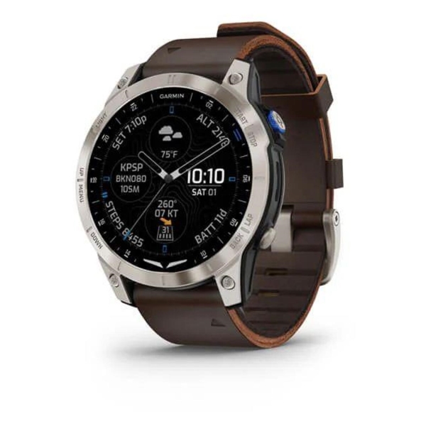 фото Смарт-часы d2 mach 1 aviator smartwatch with oxford brown leather band (010-02582-54) garmin