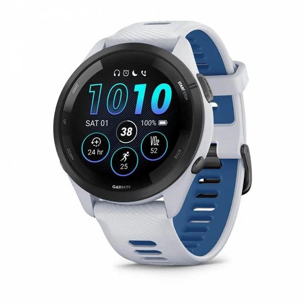 фото Смарт-часы forerunner 265 black bezel with whitestone case and whitestone/tidal blue silicone band (010-02810-01) garmin