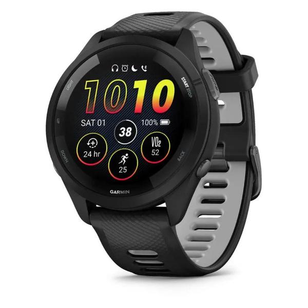 фото Смарт-часы forerunner 265 black bezel and case with black/powder gray silicone band (010-02810-00) garmin