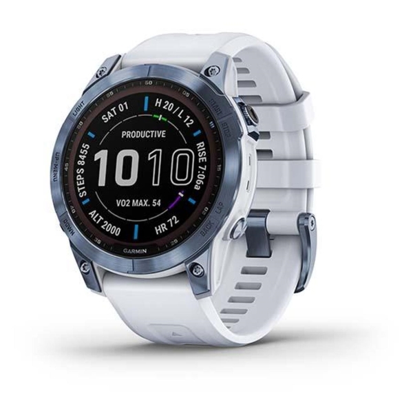 фото Смарт-часы fenix 7 sapphire solar edition mineral blue titanium with whitestone band (010-02540-24) garmin