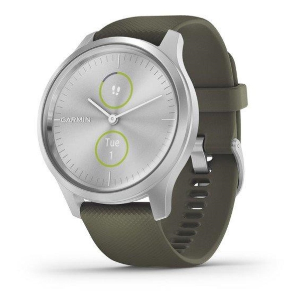 фото Смарт-часы vivomove style silver aluminum case with moss silicone band (010-02240-01) garmin