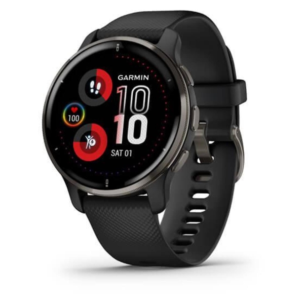 фото Смарт-часы venu 2 plus slate stainless steel bezel with black case and silicone band (010-02496-01) garmin