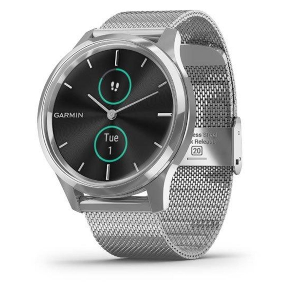 фото Смарт-часы vivomove luxe silver stainless steel case with silver milanese band (010-02241-03) garmin