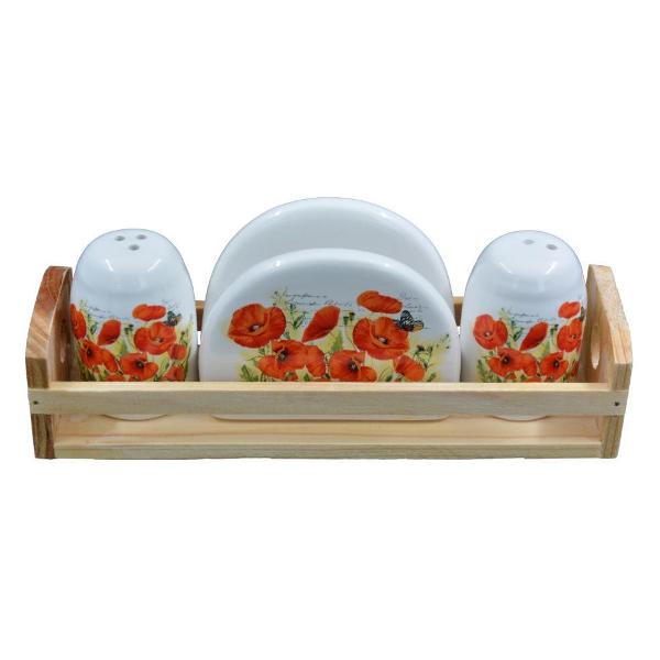 фото Набор для специй с салфетницей "маки", керамика (hc410-m12) lavenir