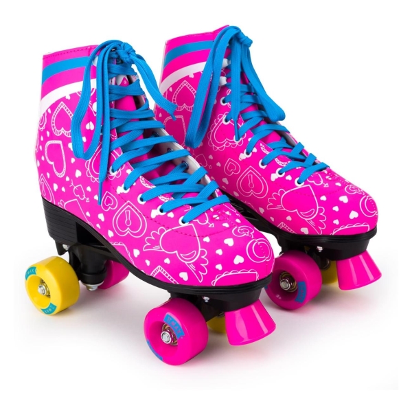 фото Роликовые коньки radost roller skate, размер 31-34 s, розовые с белыми сердечками (yxskt04blpn) sxride