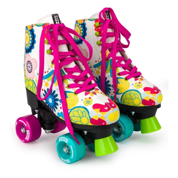 фото Роликовые коньки radost roller skate, размер 31-34 s, белые с цветами (yxskt04flwr) sxride