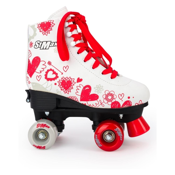 фото Роликовые коньки radost roller skate, размер s (31-34), белые с красными сердечками (yxskt04rdhr) sxride