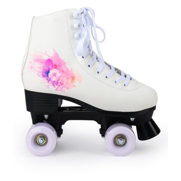 фото Роликовые коньки radost roller skate, размер s (31-34), белые с фиолетово-розовым орнаментом (yxskt04wpur) sxride