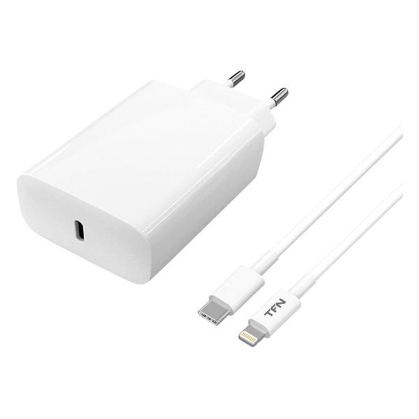 фото Сетевое зарядное устройство usb type-c pd mfi 8pin 20w white (tfn-wc15)